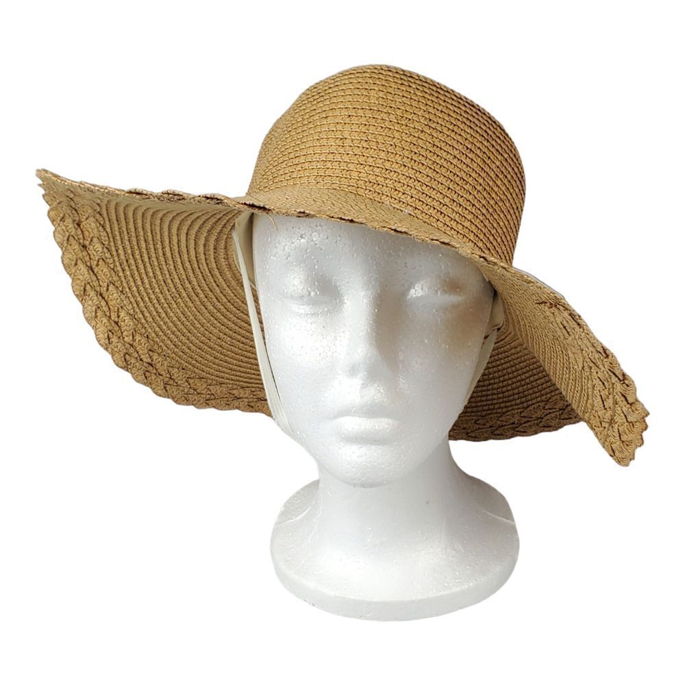 Bienvenu Natural Straw Hat Wide Brim Tan Beach Outdoor Vacation Summer Pool